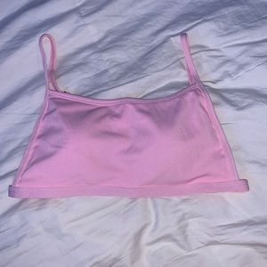 BABY PINK RIBBED BIKINI TOP